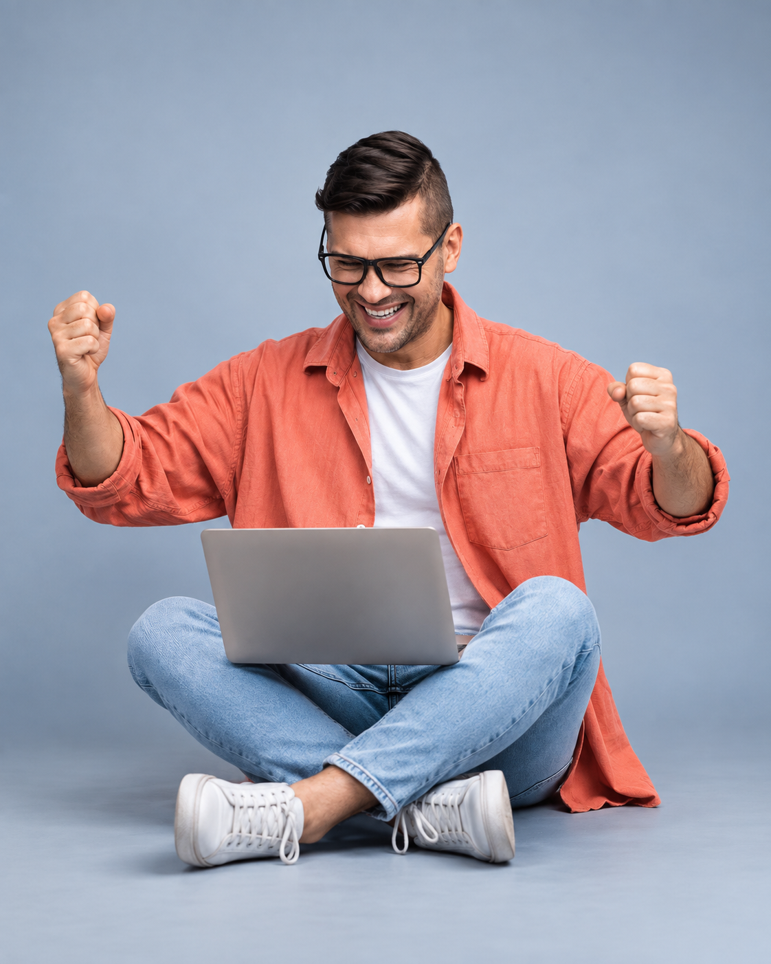 Zufriedener Kunde freut sich über seine neue Website