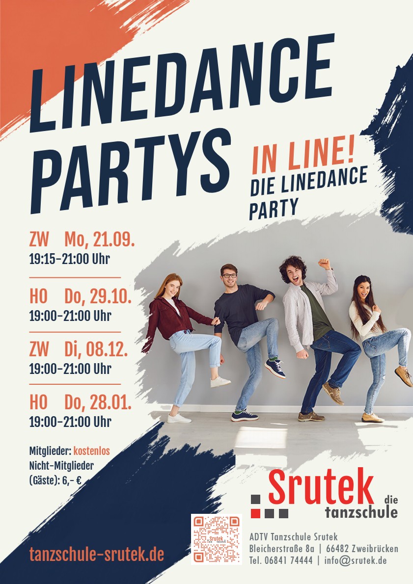 Plakat für die Linedance-Partys der Tanzschule Srutek