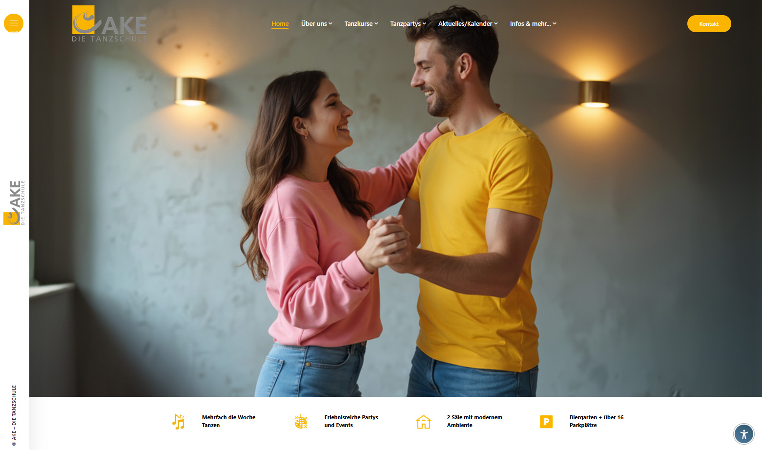 Screenshot der Website von AKE – DIE TANZSCHULE