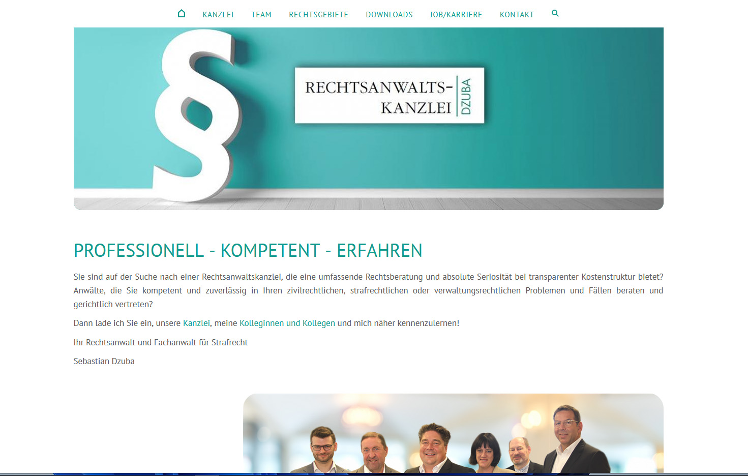 Screenshot der Website von RA Dzuba