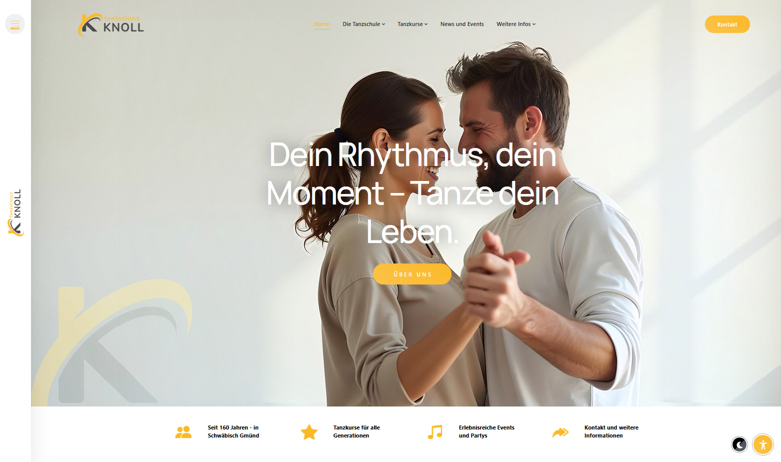 Screenshot der Website von Tanzschule Knoll