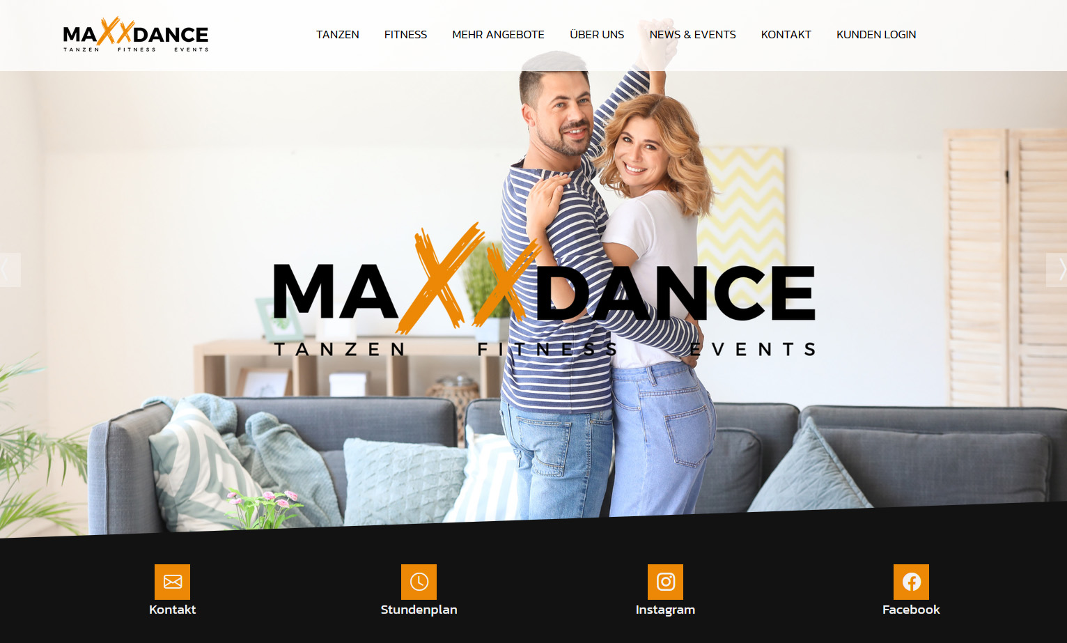 Screenshot der Website von Tanzschule MAXXDANCE