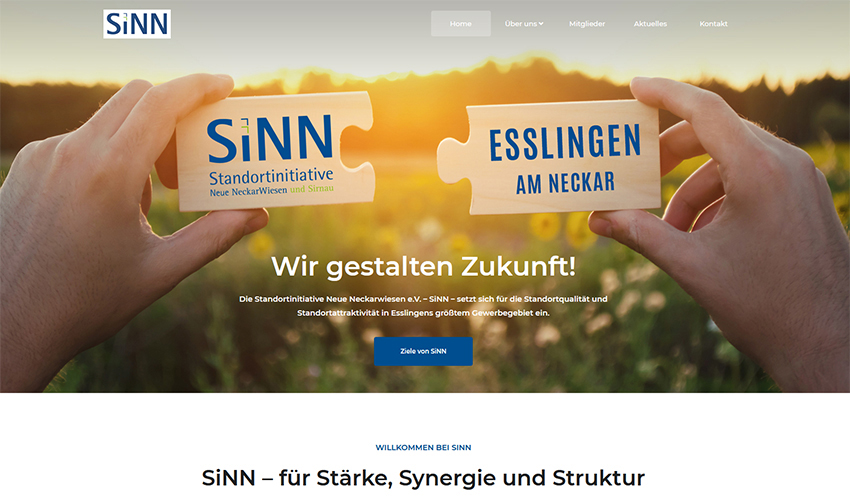 Screenshot der Website von SiNN