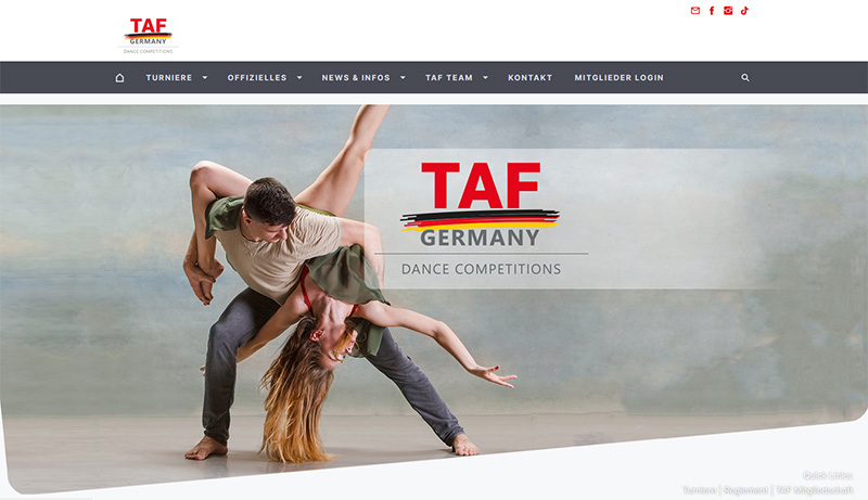 Screenshot der Website von TAF Germany