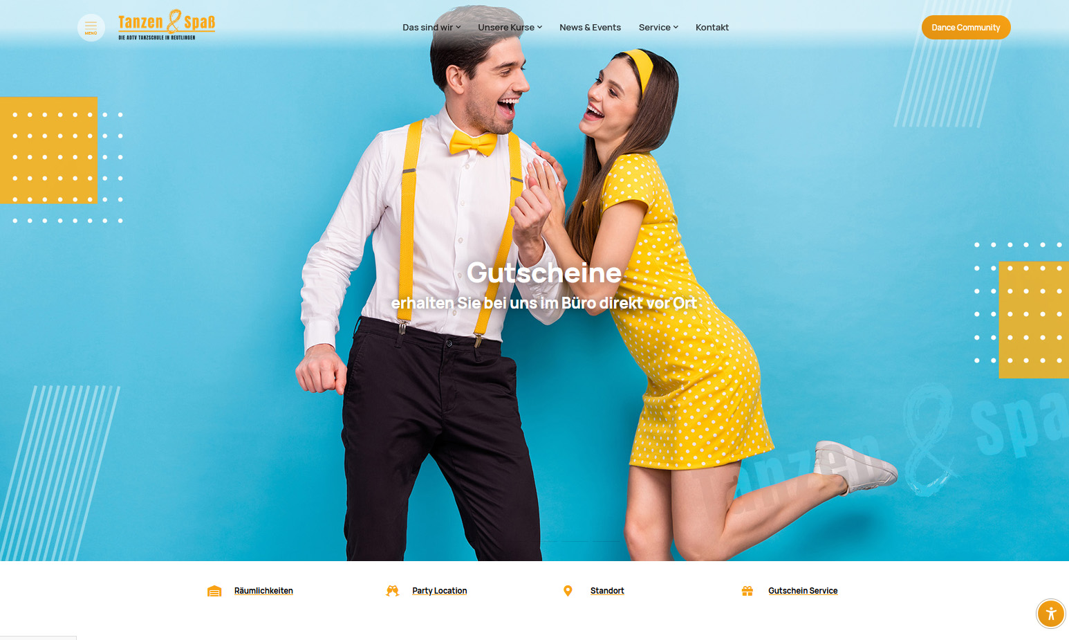 Screenshot der Website von Tanzen & Spaß