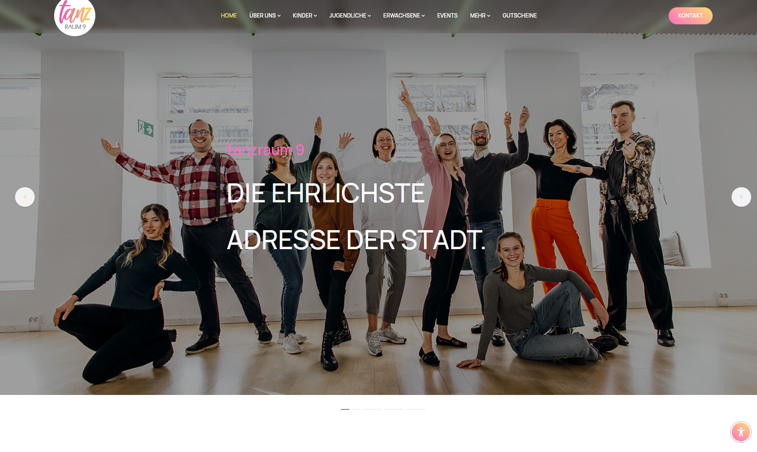 Screenshot der Website von tanzraum9